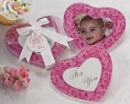 Baby Girl Pink Love Heart Photo Frame - Shower Christenning bomboniere - 2 pack